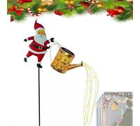 Bouilloire Solaire Père Noël avec lumière LED intégrée, Lampe de Sol Solaire, veilleuse, arrosoir Solaire Suspendu en métal avec lumière LED, pour Jardin, pelouse, terrasse (Warm White Light)