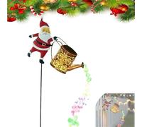 Bouilloire Solaire Père Noël avec lumière LED intégrée, Lampe de Sol Solaire, veilleuse, arrosoir Solaire Suspendu en métal avec lumière LED, pour Jardin, pelouse, terrasse (Colored Light)