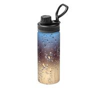 Bouilloire tendance en verre avec gouttes de pluie - 532 ml - Bouilloire de sport isotherme - Bouilloire d'extérieur en acier inoxydable - Bouilloire respectueuse de l'environnement.