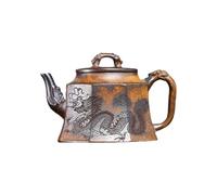 Bouilloire Théière À Motif De Dragon Sculpté La Main Style Chinois, Hexagonale En Forme Cloche Dorée Infuseur À Thé