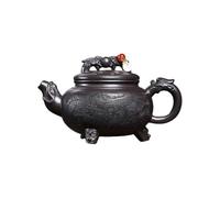 Bouilloire Théière À Usage Domestique En Pierre De Fer Noire Jaune Double Dragon, Cérémonie Du Thé Bureau Infuseur À Thé
