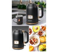 Bouilloire - Vintage - 1.7L - 2200W - Sans fil - Acier inoxydable 304 - Noir et doré
