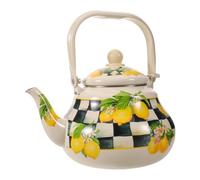 Bouilloire Vintage en Émail 2l pour Cuisinière, Motif Citron | Acier Émaillé, Anse Anti-brûlure et Couvercle, pour Gaz ou Plaques Électriques