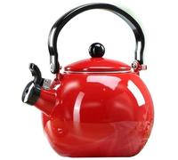Bouilloire vintage en émail, théière portable, sifflante de 2 litres(Rouge)