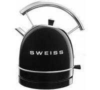SWEISS Bouilloire électrique vintage KTL9 1,8L, Inox compacte pratique 2200W, Ébullition rapide, Niveau d'eau visible et gradué, Arrêt automatique, Socle 360°, Noir