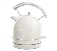 SWEISS Bouilloire électrique vintage KTL8 1,8L, Inox compacte pratique 2200W, Ébullition rapide, Niveau d'eau visible et gradué, Arrêt automatique, Socle 360°, Beige