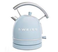 SWEISS Bouilloire électrique KTL6 1,8 L Inox 2200W Bleu – Socle 360°, arrêt auto, niveau d'eau gradué