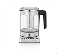 WMF KITCHENminis Bouilloire théière électrique en verre, 1 L, 1900 W, 5 niveaux de température, Maintien au chaud, Sans Fil, Qualité Schott Duran, Filtre thé intégré, Design Inox & Compact 0413180012