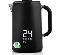 Bouilloires électriques - Fleuve-Bouilloire électrique inox 1,7L,température réglable 45-100°C,double paroi,maintien au chaud,noir