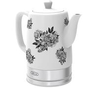 Bouilloires électriques - Fleuve - Bouilloire-théière en céramique 1,5L, base pivotante, arrêt auto, design floral noir