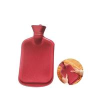 Bouillote Grand sac d'eau chaude de 2000 ml avec housse en peluche d'hiver, chauffe-mains mignon, réutilisable, doux, grand, bouillotte(Rubber red)
