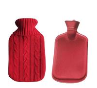 Bouillote Grande bouillotte de 2000 ml avec housse for les mains et pieds des grillons - Housse en peluche for l'hiver Résistante à l'eau chaude(Rose red set)