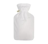 Bouillotte 2 litre avec housse en polaire coréenne Supersoft de haute qualité avec fermeture éclair et doublure supplémentaire - certifiée BS1970:2012 - testé TÜV Rheinland (Blanc)