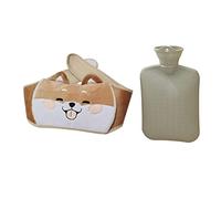 Bouillotte 3D Mignonne Corgi avec Housse Douce for Les Mains et la Taille, Sac d'eau Chaude for Les crampes menstruelles, Le Cou, Les épaules, Le Dos, Le soulagement des douleurs, Sac d'eau, Pochette