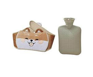 Bouillotte 3D Mignonne Corgi avec Housse Douce for Les Mains et la Taille, Sac d'eau Chaude for Les crampes menstruelles, Le Cou, Les épaules, Le Dos, Le soulagement des douleurs, Sac d'eau, Pochette