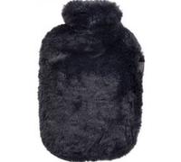 Fashy Bouillotte avec housse super douce en fourrure synthétique de qualité supérieure, noire, 2 l