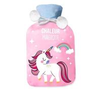 Bouillotte à housse polaire motif licorne peluche douce G
