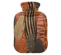 Bouillotte à imprimé fourrure animale avec housse souple, compresse chaude de 2 L pour crampes menstruelles, soulagement de la douleur au cou et aux épaules, soulagement de la douleur