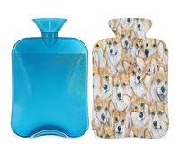 Bouillotte à motif chien Corgi avec housse moelleuse de 2 L, grande capacité, sac à eau pour des nuits douillettes, soulagement des douleurs au dos, au cou et aux épaules