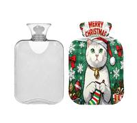 Bouillotte à motif de chat avec housse souple 2 L pour crampes menstruelles Thérapies chaudes et froides Bolsa de agua Caliente para el Dolor