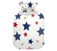 Bouillotte anti-fuite avec extérieur de protection amovible | Sac chauffe-mains amovible séparable pour la fièvre du froid - Motif étoiles bleues et blanches