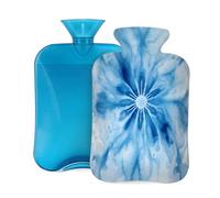 Bouillotte avec couvercle 2 L - Diffusion d'encre - Pétales bleues - Bouillotte pour adultes - Réchauffement/soulagement de la douleur