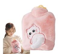 Bouillotte avec couvercle, bouillotte pour crampes, bouillotte en peluche de dessin animé 900 ml, pack d'eau chaude de grande capacité, compresse douce et chaude
