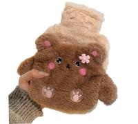 Bouillotte avec couvercle Ours de dessin animé Bouillotte Animal en peluche Sac d'injection réutilisable Épaissi Anti-déflagrant Chaud pour l'hiver avec anse
