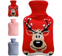 Bouillotte avec housse - 2 l - Grande taille XL - Anti-fuite - Avec housse en velours - En PVC - Pour adultes et enfants - Idéale pour cadeaux de Noël (renne)