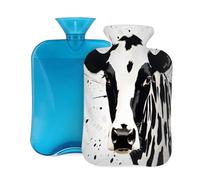Bouillotte avec housse 2 L, motif vache à pois d'encre, pour adultes - Chauffe et soulagement de la douleur