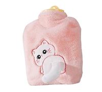 Bouillotte avec housse - 900 ml - Bouillotte en peluche de dessin animé - Sac d'eau douce et chaude, compresse chaude confortable, sac chauffant de grande capacité pour les mains et les pieds des