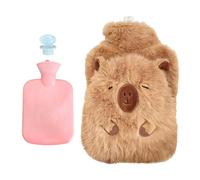 Bouillotte avec Housse,Bouillotte Enfant Peluche,Bouillote,Amovible et lavable Bouillotte Eau Chaude,Convient aux Enfants et aux Adultes,Bouteille d'eau Chaude Encaoutchouc Kapibala-1L