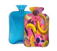 Bouillotte avec housse de 2 L, art abstrait banane pour adultes, réchauffeur/soulagement de la douleur
