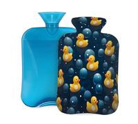 Bouillotte avec housse de 2 L, bleu canard jaune bouillotte pour adultes, réchauffement/soulagement de la douleur