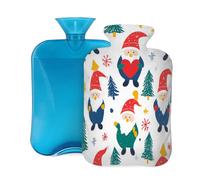 Bouillotte avec housse de 2 L, bouillotte de Noël naine colorée pour adultes - Chauffe-douleur/soulagement de la douleur