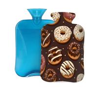 Bouillotte avec housse de 2 L - Bouillotte en forme de donut au chocolat pour adultes - Pour soulager la douleur