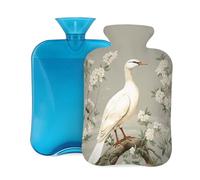 Bouillotte avec housse de 2 L, branche d'oie blanche pour adultes, réchauffement/soulagement de la douleur