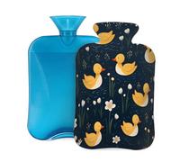 Bouillotte avec housse de 2 L, canard jaune nageur pour adultes, réchauffement/soulagement de la douleur