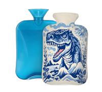 Bouillotte avec housse de 2 L - Dinosaure bleu - Pour adultes - Soulage la douleur