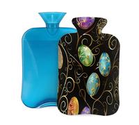 Bouillotte avec housse de 2 L, fil doré, œuf de Pâques pour adultes, réchauffeur/soulagement de la douleur