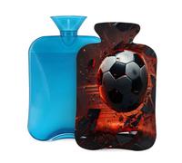 Bouillotte avec housse de 2 L - Lumière rouge - Imprimé football - Pour adultes - Soulage la douleur