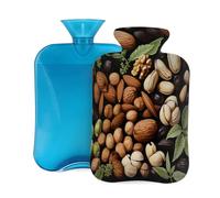 Bouillotte avec housse de 2 L, motif amande et noix - Bouillotte pour adultes - Pour soulager la douleur