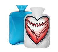 Bouillotte avec housse de 2 L - Motif cœur de baseball rouge - Pour adultes - Pour soulager la douleur