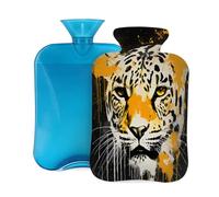 Bouillotte avec housse de 2 L - Motif tigre graffiti jaune - Pour adultes