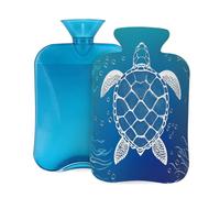 Bouillotte avec housse de 2 L - Motif tortue bleue - Pour adultes - Pour soulager la douleur