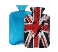 Bouillotte avec housse de 2 L, motif Union Jack pour adultes, chauffe-douleur