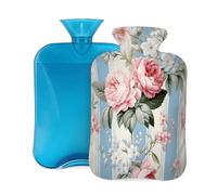 Bouillotte avec housse de 2 L - Rose classique à rayures - Pour adultes - Soulage la douleur