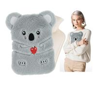 Bouillotte avec housse douce - Bouillotte en peluche moelleuse de 1 l - Bouillotte avec chauffe-mains - Pour homme et femme