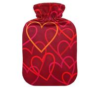 Bouillotte avec housse douce, chauffe-mains imprimé cœur, bouillotte rouge pour soulager les douleurs au cou et aux épaules, taille S