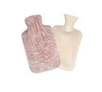 Bouillotte avec Housse en Douce, Caoutchouc Naturel de 2 litres, Sans BPA, Bouillotte Durable pour Thérapie Chaude et Froide, Coussin Chauffant pour Soulager la Douleur (Rose)